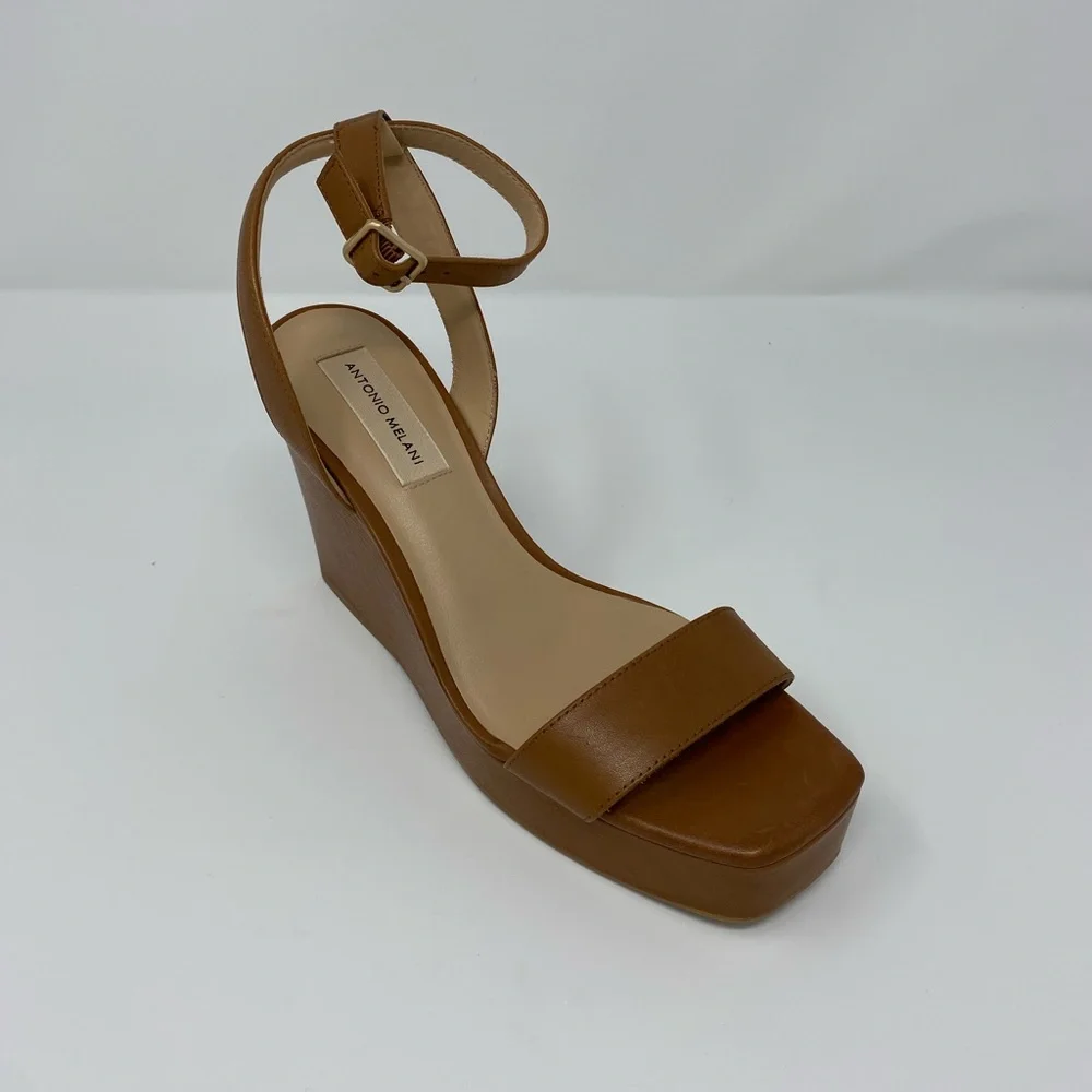 Antonio Melani wedge platform sandal women 8.5 Brown minor scratches. New no box - Picture 1 of 8